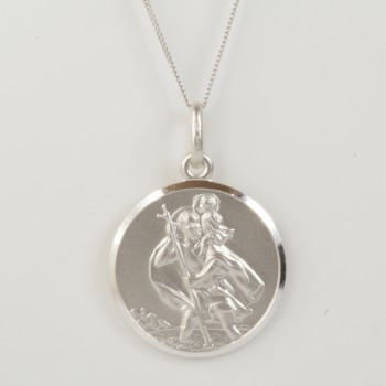 Sterling Silver Solid St.Christopher and Chain